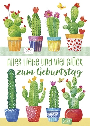 "Alles Liebe & viel Glück" Geburtstagskarte mit Kakteen