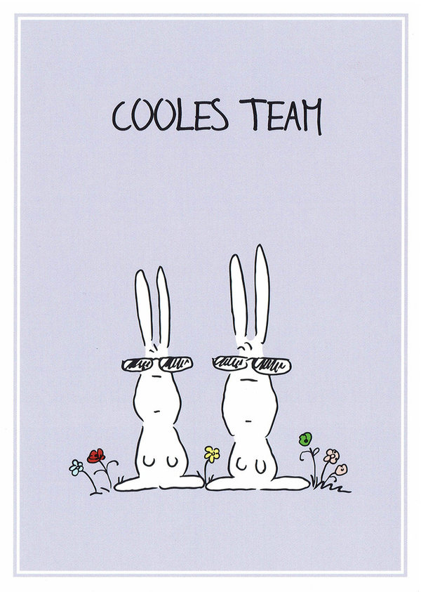 "Cooles Team" Postkarte mit Hasen