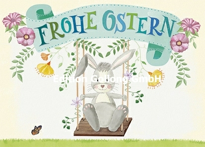 "Frohe Ostern" Postkarte mit Schaukel