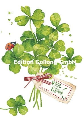 "Viel Glück" Postkarte mit Kleeblattstrauß ☘