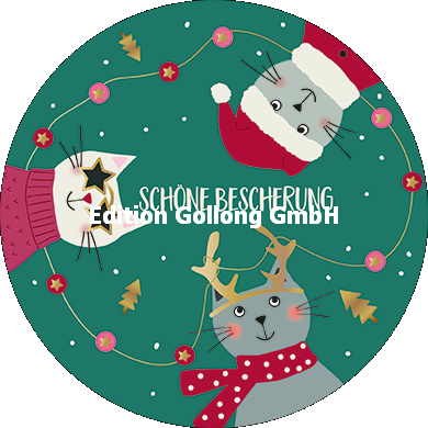 Runde Weihnachtskarte mit Katzen