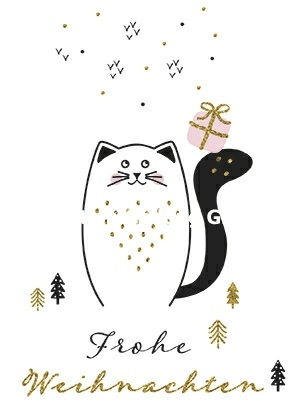 "Frohe Weihnachten" Postkarte mit Katze