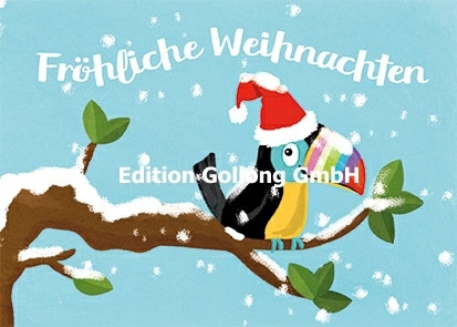 "Fröhliche Weihnachten" Postkarte mit Tukan