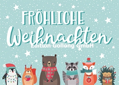 "Fröhliche Weihnachten" Postkarte mit Tieren