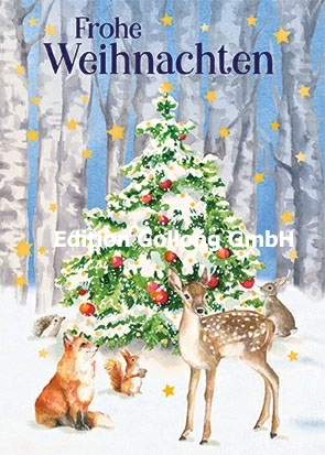 "Frohe Weihnachten" Postkarte mit Waldtieren ★