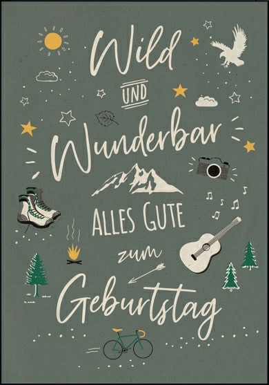 "Wild und Wunderbar" Geburtstagskarte für Naturfreunde ❀umweltfreundlich❀